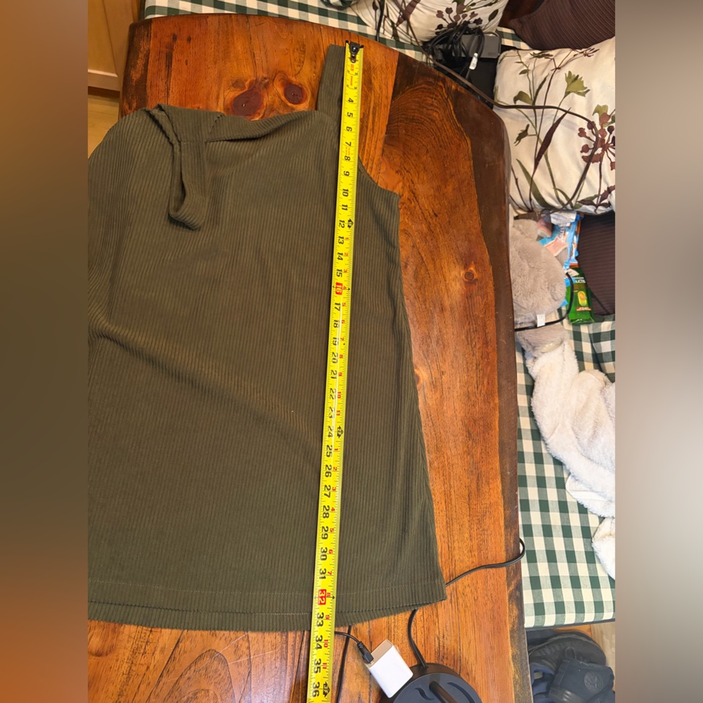 SHEIN Olive‎ Green velvet ribbed DRESS XS - Picture 7 of 7